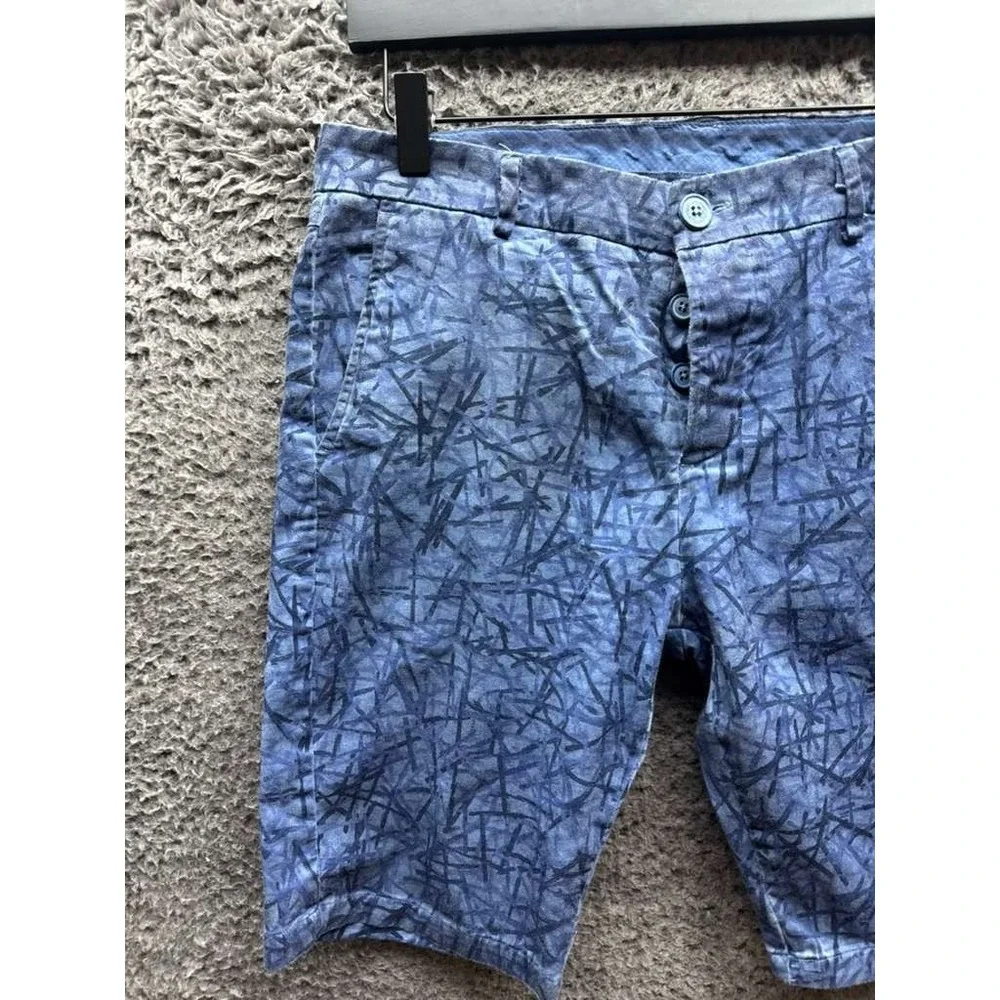 Lost In Albion Frankie Printed Cotton-Blend Bermuda Shorts Navy Blue Men Size 50